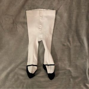 White tights with baby shoe print in black